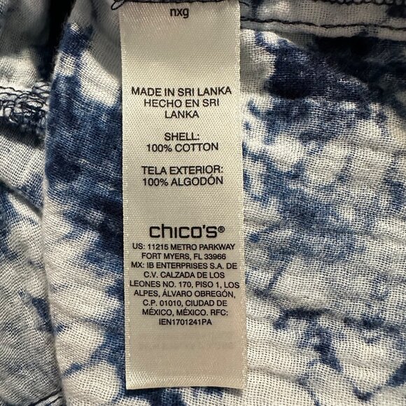 Chico’s Dress Size 2 Large Blue Tie Dye Midi Cotton Short Sleeve Boho Casual - Picture 8 of 9